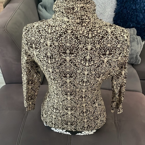 PURSUITS, LTD. Brown & Cream 3/4 Sleeve Top Size Medium - Picture 5 of 7